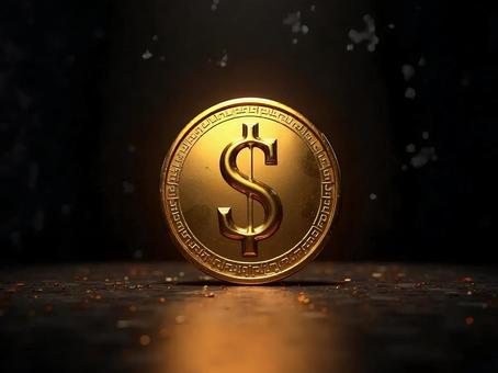 アメリカドルマークが刻まれた金貨 アメリカドルマークが刻まれた金貨の写真