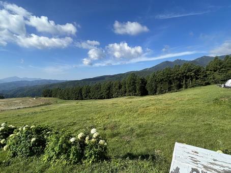 キャンプ場の景色 山 草原 キャンプ場の景色 山 草原 キャンプ,キャンプ場,芝生の写真素材