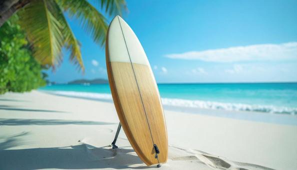 砂浜にサーフボードを置く 砂浜にサーフボードを置くの写真