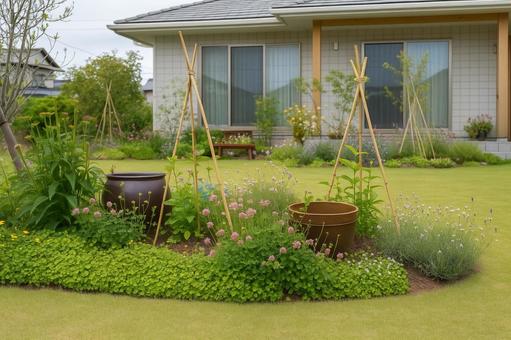 戸建て住宅のナチュラルなお庭の写真