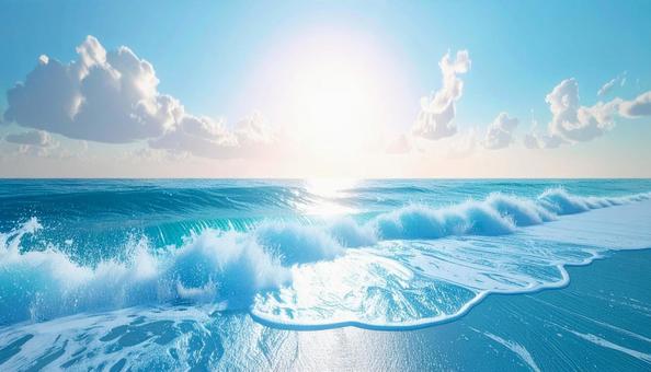 青い海の大きな波 青い海の大きな波の写真