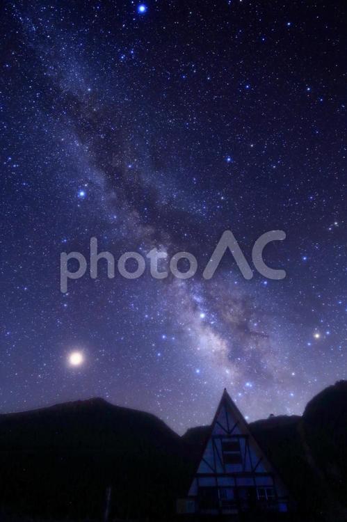天の川絶景in乗鞍 天の川,銀河,星空の写真素材