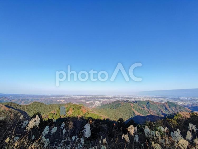 景信山　眺望　秋 眺望,風景,山の写真素材