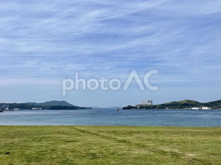 平戸公園からの海の景色 海,公園,風景の写真素材