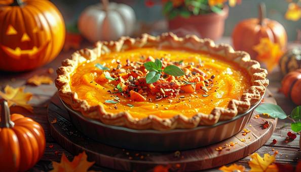 ハロウィンの料理 かぼちゃパイ ハロウィンの料理 かぼちゃパイの写真