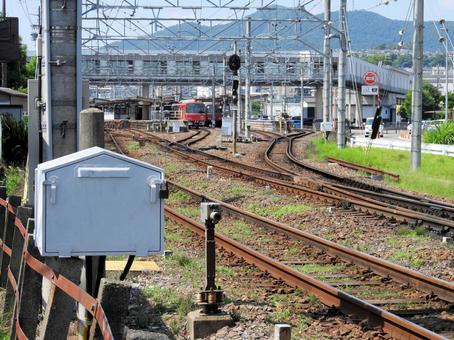 新鵜沼駅 線路 新鵜沼駅 線路 新鵜沼駅,名鉄各務原線,岐阜県の写真素材