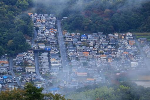 五老ヶ岳公園から見た京都府舞鶴湾の雲海 雲海,舞鶴湾,京都府の写真素材