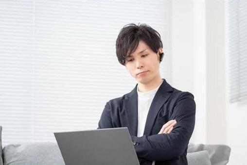 Image of a businessman operating a personal computer, ব্যবসায়, ব্যবসায়ী, telework, JPG