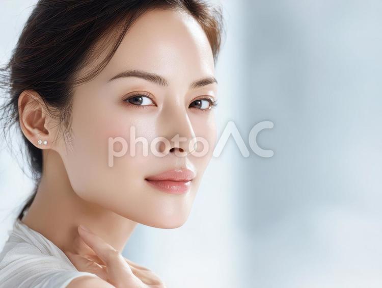 透明感を感じられる美肌の若い日本人女性 透明感,美肌,日本人の写真素材