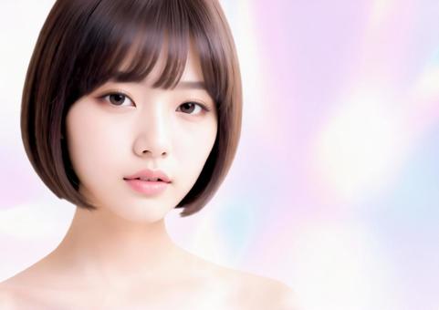ボブヘアの女性・美容イメージ・ピンク02 ボブヘアの女性・美容イメージ・ピンク02の写真