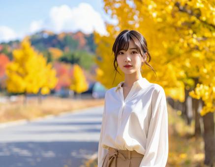 銀杏並木を散歩 銀杏並木を散歩の写真