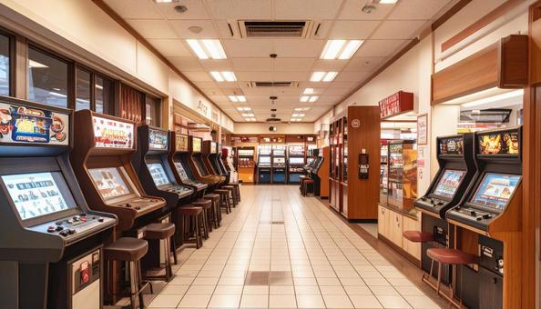 レトロな雰囲気のデパートのゲームコーナー レトロな雰囲気のデパートのゲームコーナーの写真