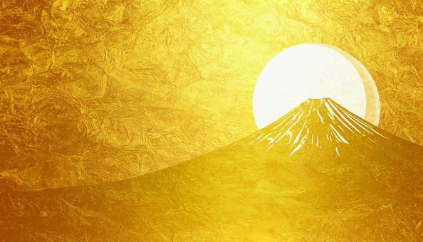 富士山 後光 金色の紙の質感のある背景 富士山 後光 金色の紙の質感のある背景の写真