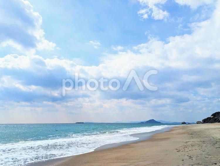 片浜十三里から神島を望む１ 海,伊良湖,波の写真素材