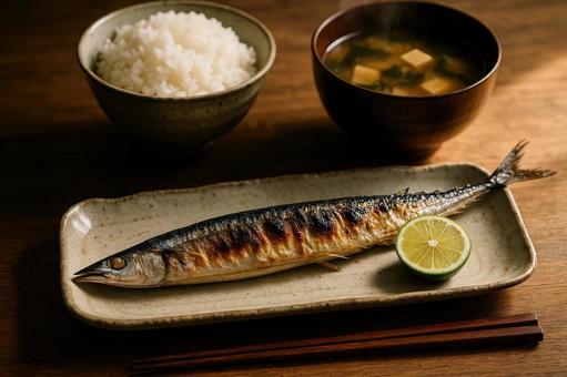 秋刀魚の塩焼き膳の写真