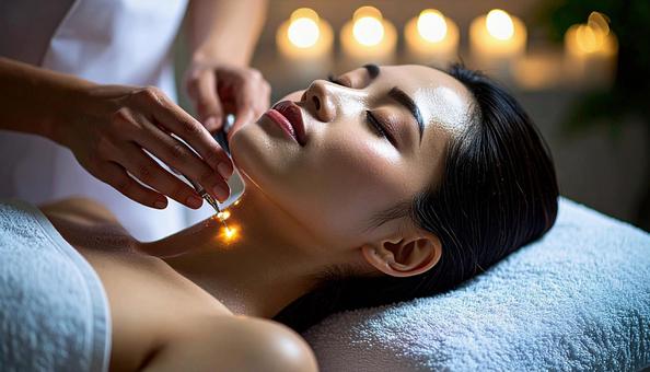 エステサロンでラジオ波の施術を受ける女性の写真