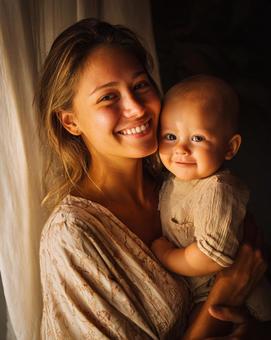 ママと赤ちゃんの幸せの時間の写真