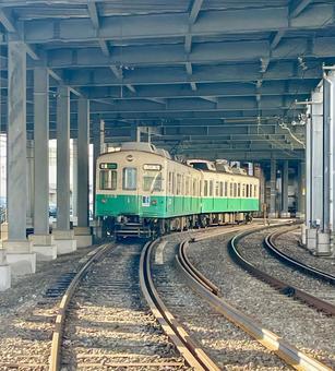 ことでん ことでん 鉄道,カーブ,乗り物の写真素材