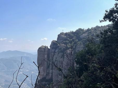 聖ミカエルの十字架を望む（モンセラット） バルセロナ,スペイン,カタルーニャの写真素材