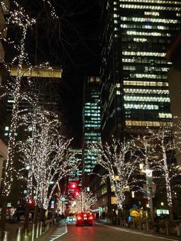 ビル街の夜景 ビル街の夜景の写真