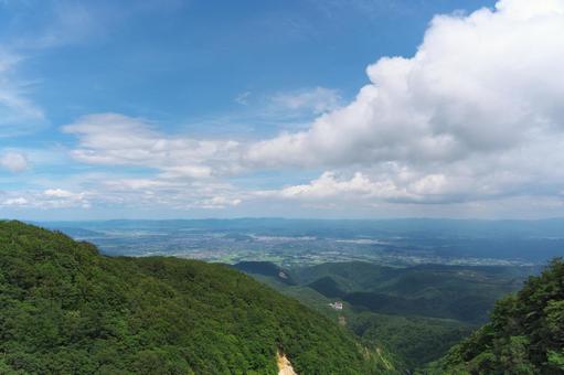 福島市の遠景 福島市の遠景 福島,福島市,自然の写真素材