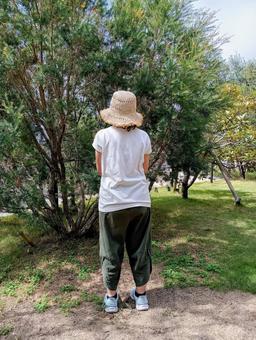 木を見てる女性 木を見てる女性の写真