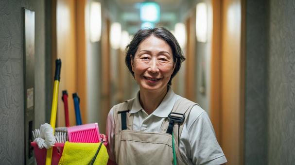 清掃業者の年配女性2 清掃業者の年配女性2の写真