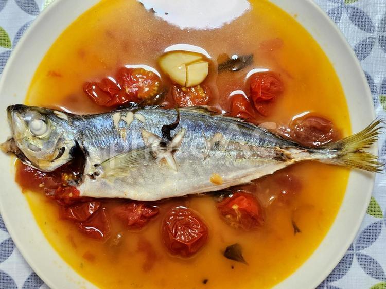 鯵の梅トマト煮1 鯵,煮魚,煮付けの写真素材