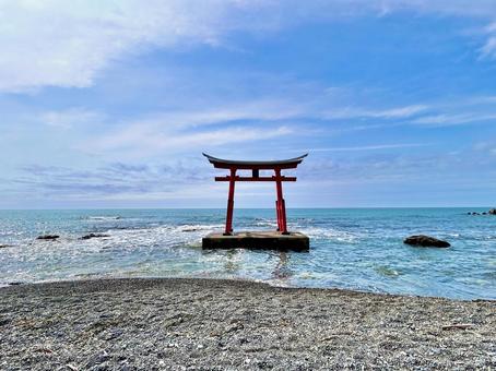 初山別の金比羅神社 初山別の金比羅神社 海,鳥居,オロロンラインの写真素材