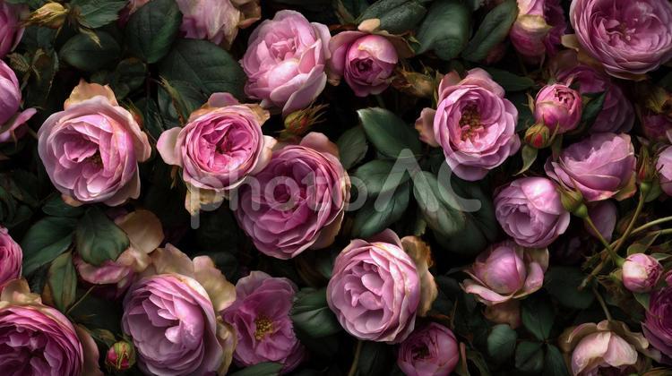 画面いっぱいのピンクのバラ、背景素材 ピンク,バラ,薔薇の写真素材