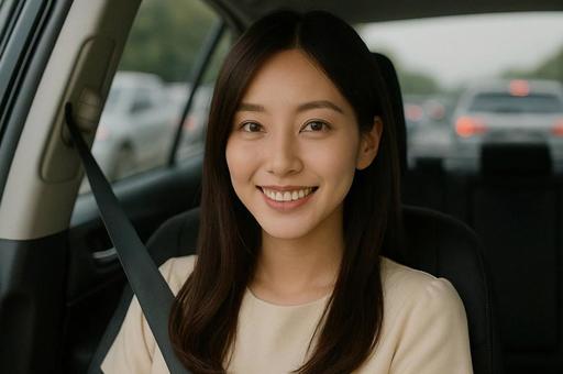 渋滞中で癒してくれる彼女 渋滞中で癒してくれる彼女の写真