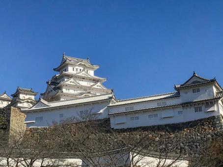 姫路城と青空 姫路城,姫路市,兵庫の写真素材