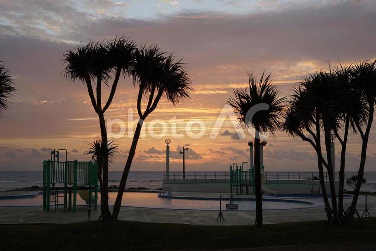 海辺の夕焼け 夕焼け,空,リゾートの写真素材