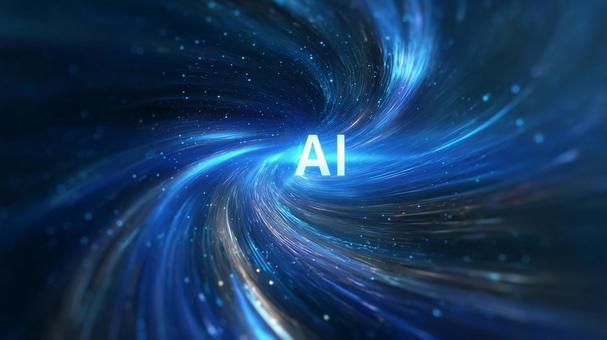 青い粒子が流れるAI背景 青い粒子が流れるAI背景の写真