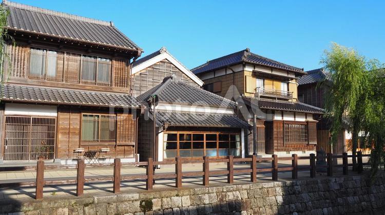 小江戸佐原・河畔のレトロな散歩道・香取市 佐原,小江戸,レトロの写真素材