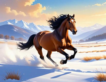 2026年用・馬モチーフの年賀素材の写真