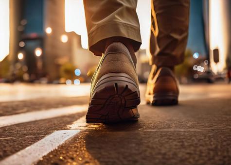 街中を歩く男性 街中を歩く男性の写真