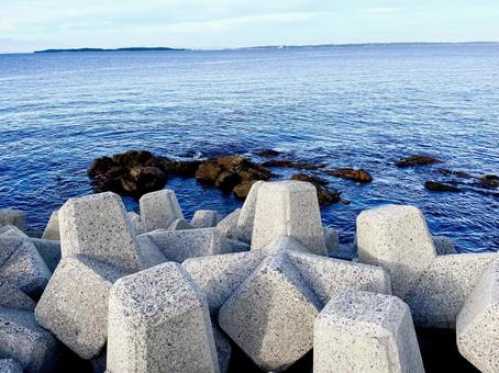 テトラポットのある海岸 テトラポット,海岸,自然の写真素材