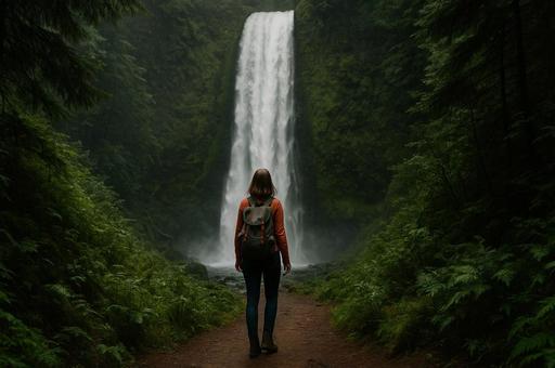 滝と歩む探訪の人物の写真