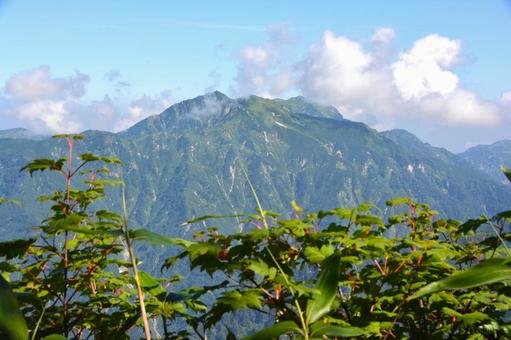剱岳の早月尾根から見た毛勝三山 剱岳の早月尾根から見た毛勝三山の写真