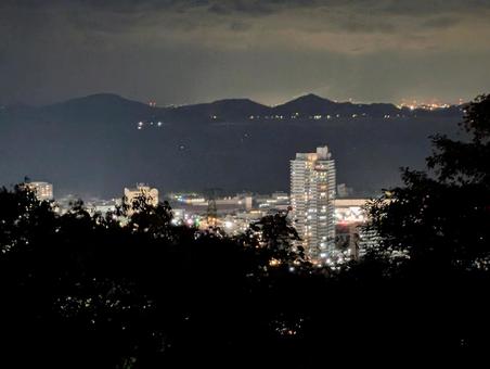 木々に囲まれた美しい日本の夜景（四国） 青ノ山,山頂,展望台の写真素材