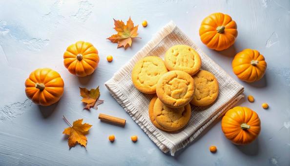 かぼちゃとかぼちゃクッキー・ハロウィンの写真