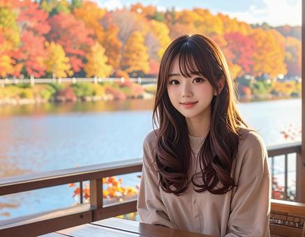 テラス席で休憩 テラス席で休憩の写真