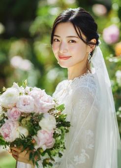 静かにほほ笑む花嫁(ガーデン挙式) 静かにほほ笑む花嫁(ガーデン挙式)の写真