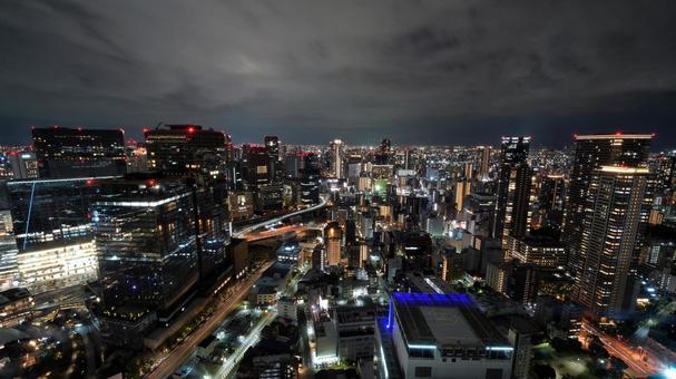梅田スカイビルからの景色 展望台,梅田スカイビル,ウメキタの写真素材