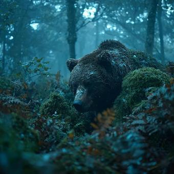 森の奥で見つけたヒグマ 森の奥で見つけたヒグマの写真