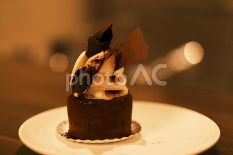お家デザートのチョコレートケーキの素材 ケーキ,デザート,スイーツの写真素材