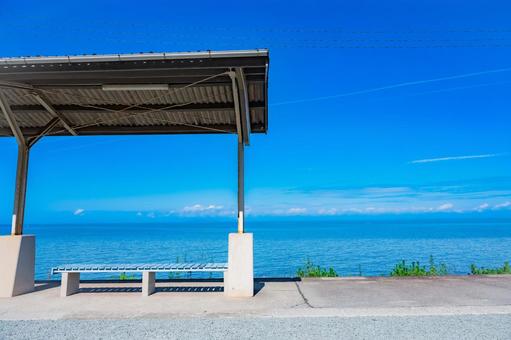 四国　愛媛県　下灘駅 下灘駅,四国,四国地方の写真素材