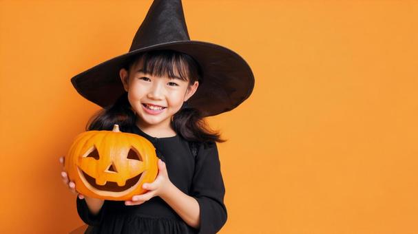 ハロウィン 魔女に扮した女の子 ハロウィン 魔女に扮した女の子の写真