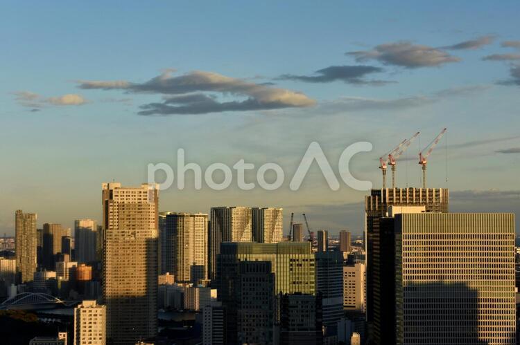 大都会の夕焼け　ビル群の夕焼け　高層ビル　イメージ 大都会の夕焼け,ビル群の夕焼け,イメージの写真素材